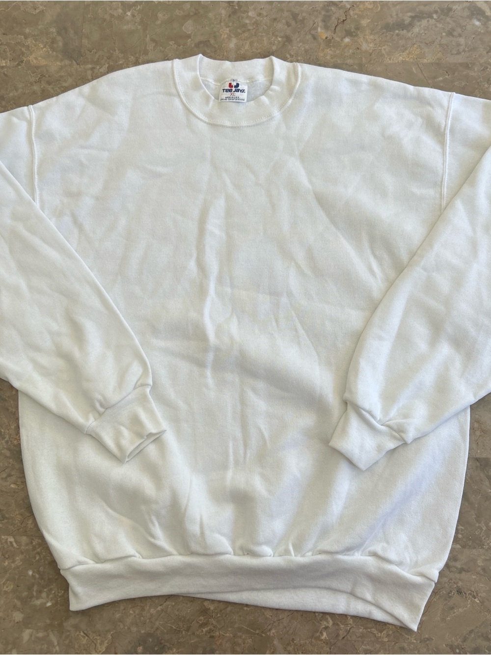 Vintage 90s Tee Jays Blank Crewneck Sweatshirt White XL USA